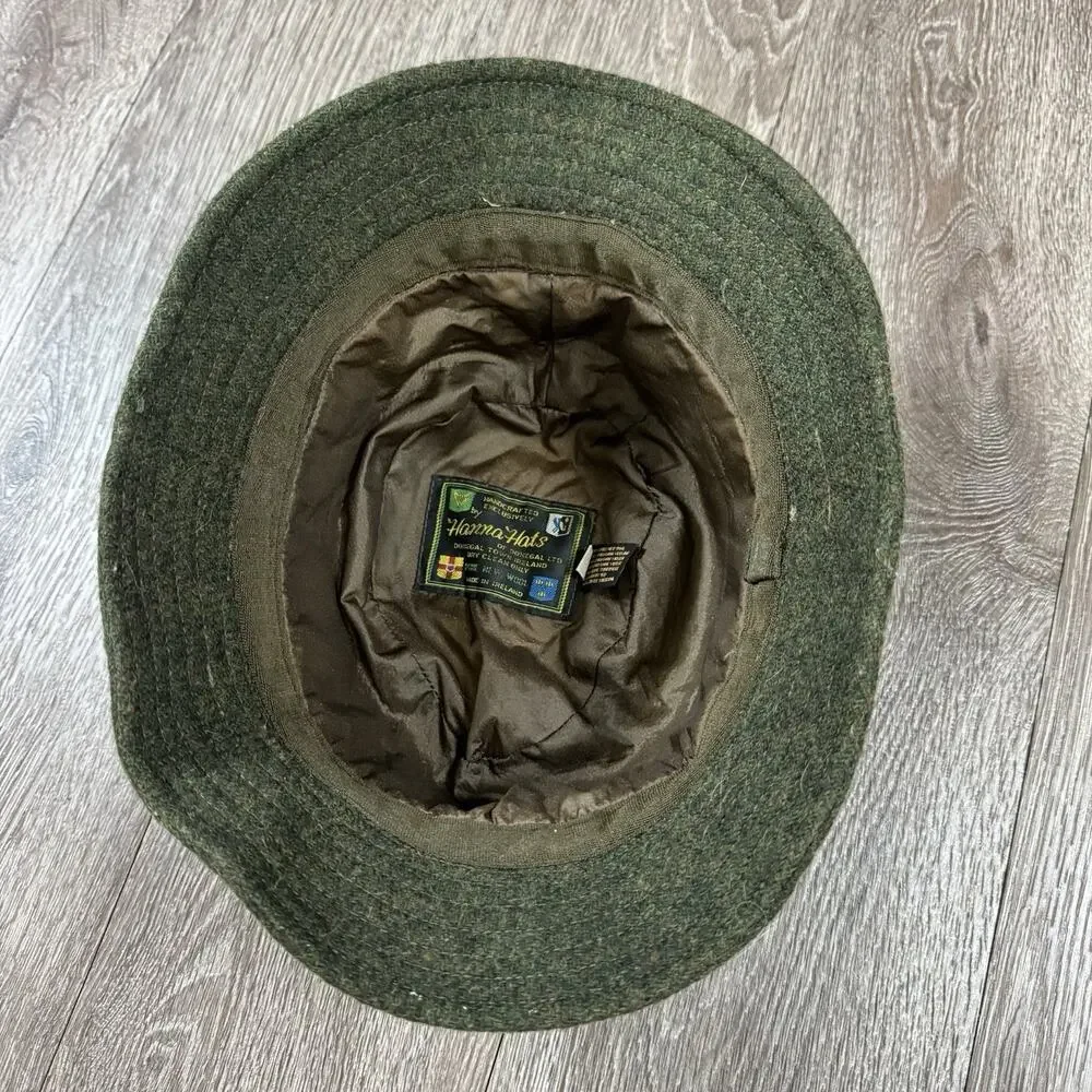 Hanna Hats Men's Donegal Tweed Original Irish Walking Hat Size Medium Green Wool